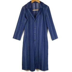 Denim Long Trench Coat Women’s – Notched Collar Casual Jean Coat